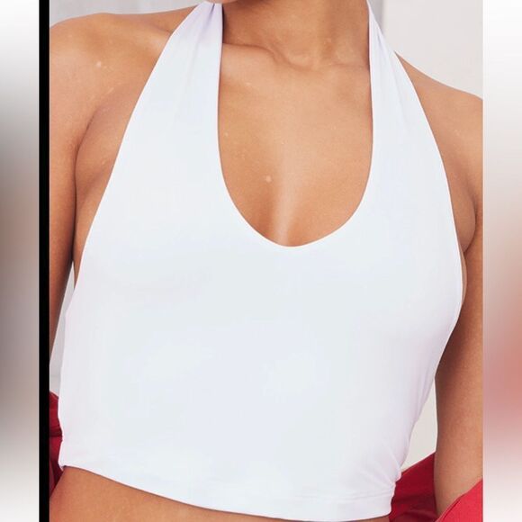 PRETTYLITTLETHINGS White Slinky Neck Halter‎ Top NWT IN PKG WHITE SIZE 4 - Picture 1 of 7
